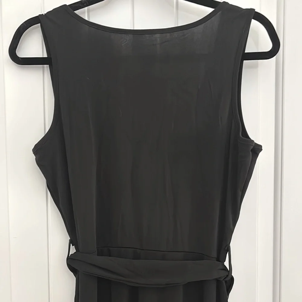 Black Sleeveless Button Front Belted Tie Waist Jumpsuit | Small - Picture 7 of 10